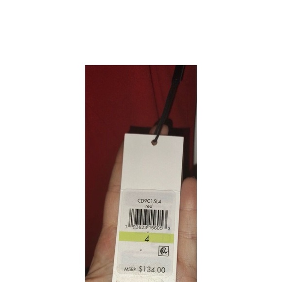 NWT Calvin Klein Sleeveless Mermaid Red Ruffle Dress Size 4 CD9C15L4 Cocktail - Picture 4 of 7